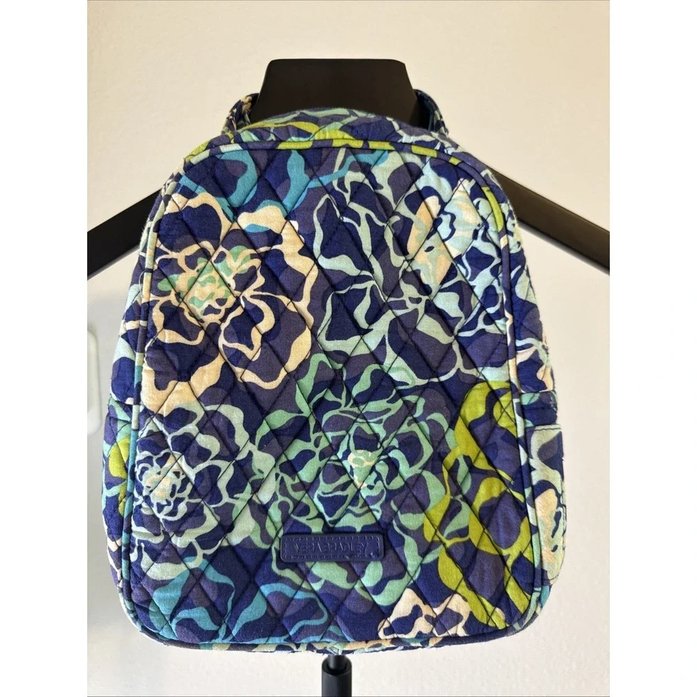 Vera Bradley Insulated Lunch Bag Catalina Blue Side Pockets ID Window